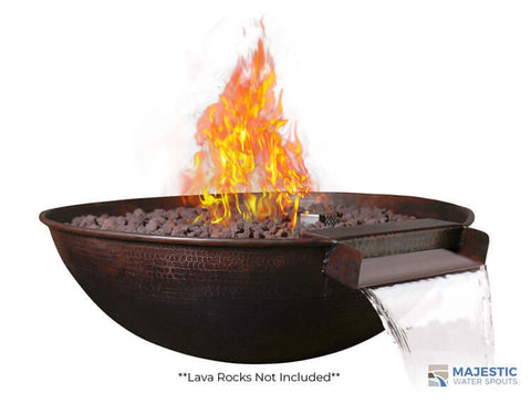 Sonora <br> 31" Hemisphere Water & Fire Bowl - Hammered Copper