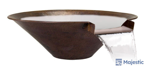 Solana <br> 31" Round Water Bowl - Hammered Copper