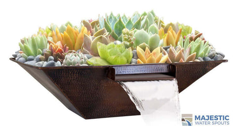 Mesa <br> 31" Square Water & Planter Bowl - Hammered Copper