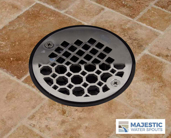 Round Shower Drain 4 Inch Drain Cover Greek Anthemion Design 