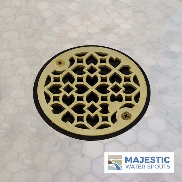 Louvre 4 Designer Round Shower Drain Cover - Bronze Metallic