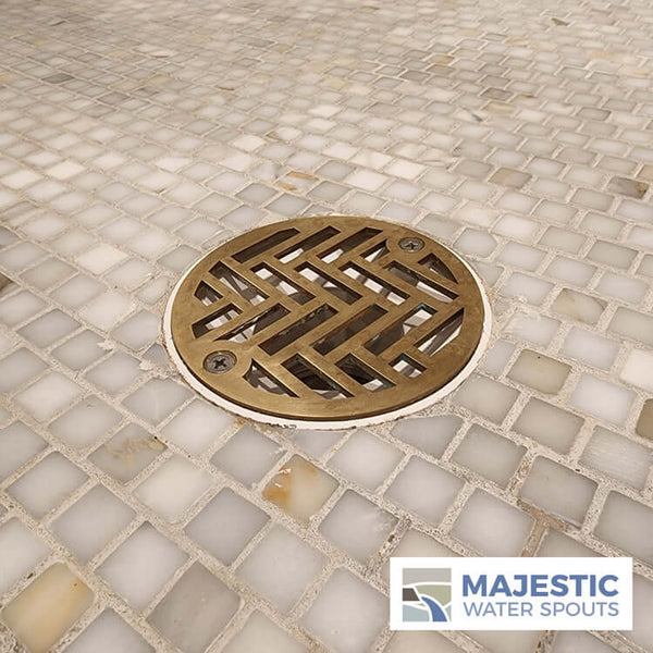 Jacque 4 Round Drain Cover - Bronze Metallic by Majestic Water Spouts