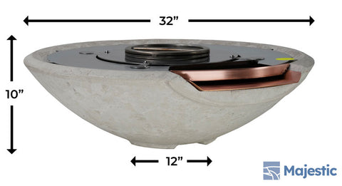 Redondo <br> 33" Hemisphere Water & Fire Bowl - Cast Stone Concrete