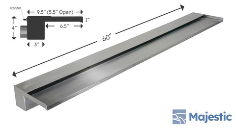 Zanardi <br> 60" Open Top Waterfall Spillway - Stainless Steel