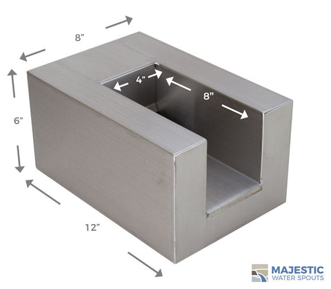 Cayman <br> 8" U-Style Pool/Fountain Scupper - Stainless Steel