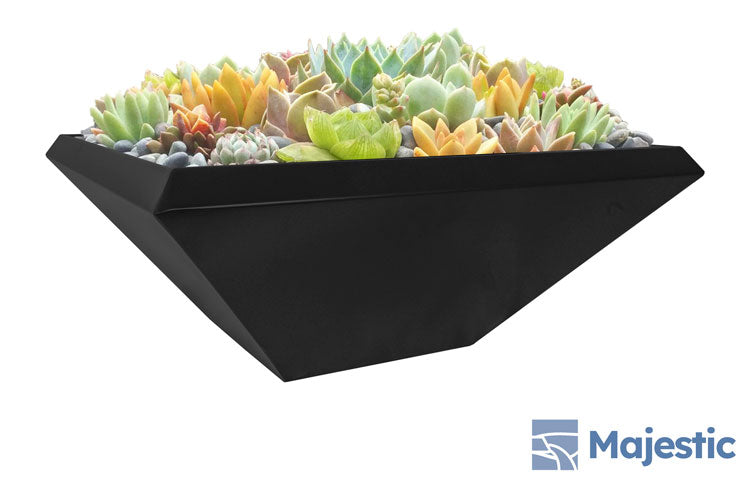 24 in plant pot Canto 24" Square Planter Bowl Pot with Black Finish