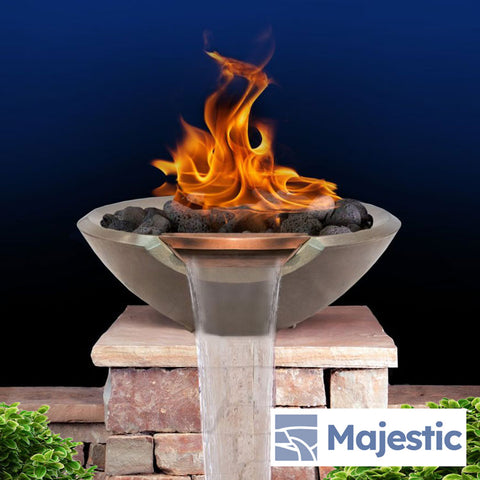 Redondo <br> 33" Hemisphere Water & Fire Bowl - Cast Stone Concrete