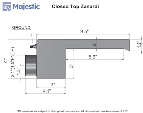 Zanardi <br> 118" Closed Top Waterfall Spillway - Copper