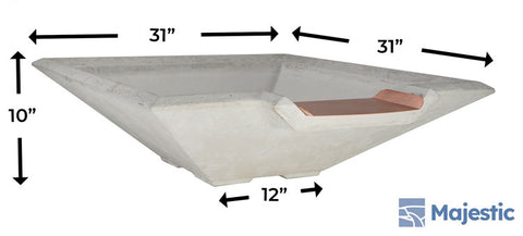 Piazza <br> 33" Square Water Bowl - Cast Stone Concrete