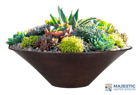 Copper Metal Planter Bowl with Succulents