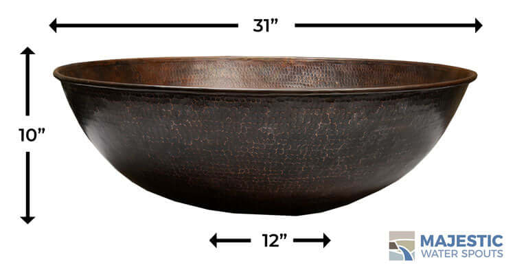 large copper pot planter Hammered Copper Round Planter & Water Bowl For Fountains & Pools with Flower Pot