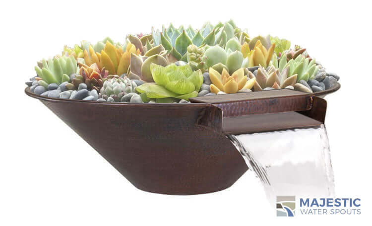 Copper Planter Waterfall Bowl with Cactus Succulents