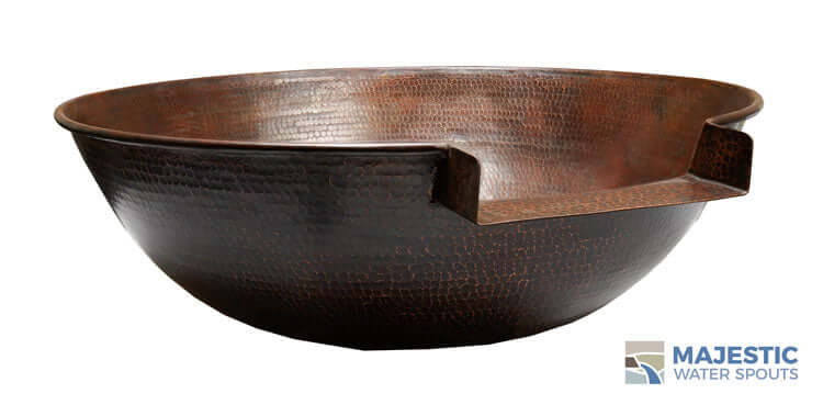 Copper Round Bowl with Water Fountain Spout