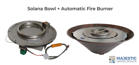 Copper Round Fire Bowl with Automatic Electronic Lighting Burner