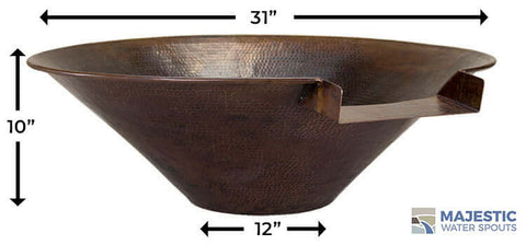 Copper Rounded Cone Cone Shape Water Bowl