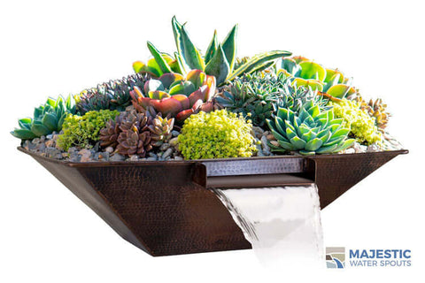 Copper Waterfall Planter Bowl with Succulents