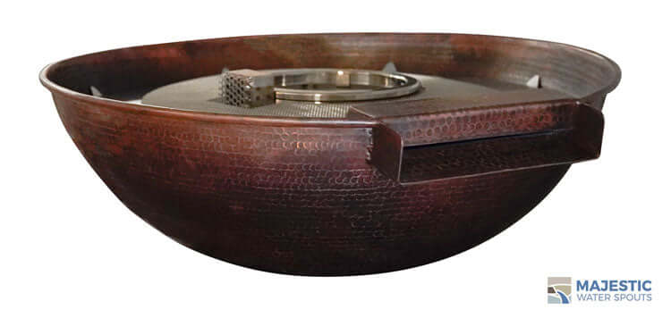 Hammered Copper Fire Pit Water Bowl for Pools