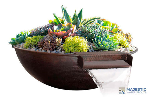 Landscape Outdoor Hammered Copper Bowl for Plants and Waterfall