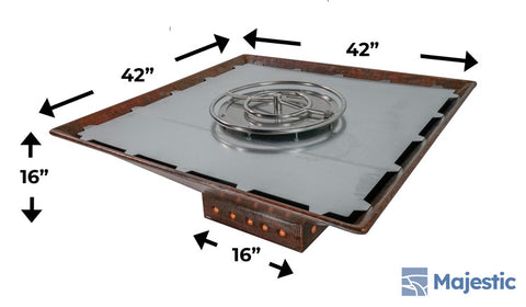 Valiente <br> 42" Square Gas Fire Pit - Hammered Copper