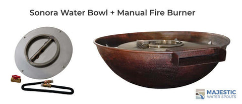 Sonora Copper Water Bowl with Manual Ignition Lighting Fire Burner