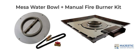 Square Copper Fire and Water Bowl with Manual Match Lit Burner Ring Kit