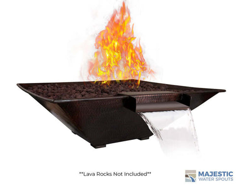 Mesa <br> 31" Square Fire & Water Bowl - Hammered Copper