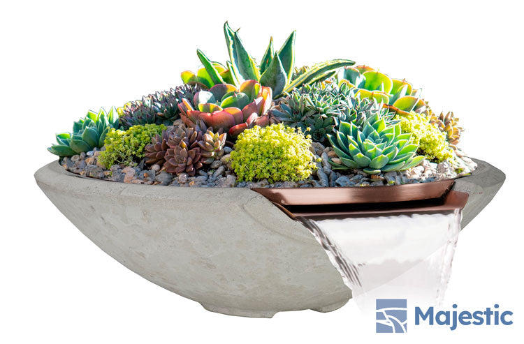 succulent round planter Redondo 33" Round Planter Pot & Water Bowl - Cast Stone/Concrete Sienna