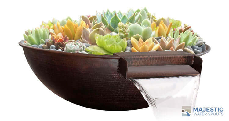Succulents in Copper Planter Water Bowl Pot for Outdoor Living