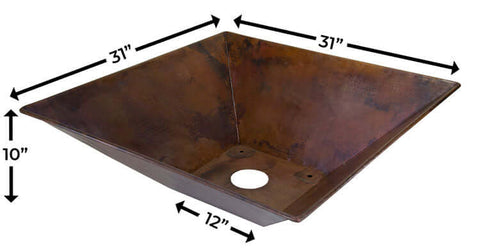 Dimensions for Square copper planter bowl