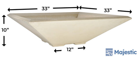 Piazza <br> 33" Square Planter Bowl - Cast Stone Concrete