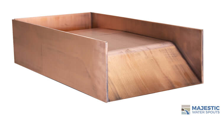 Copper 12 inch Block open top spillway for water feature in pool or spa