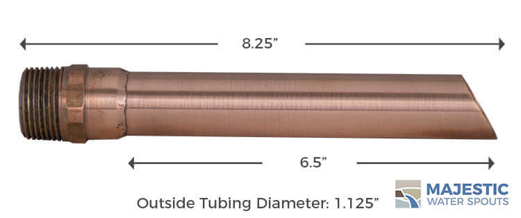 Copper 1 inch Round Tube water spout for pool fountain water feature and waterfall by Majestic Water Spouts