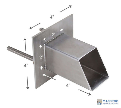 Small Sized Square Water Feature Spout in Stainless Steel