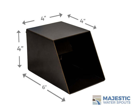 Dimensions of square water spout feature in bronze