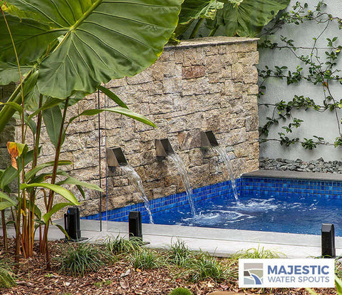 Water Feature Wall Inspiration with Stainless Steel Scuppers