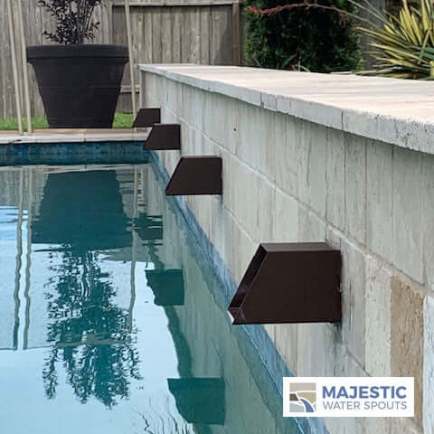 Face Mount Pool and Fountain Scupper - Textured Rust Brown