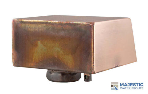Copper 6 in box water scupper for pool fountain or waterfall water feature 
