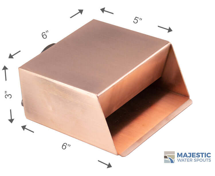 6 in copper water scupper for in wall installation in fountains and pools