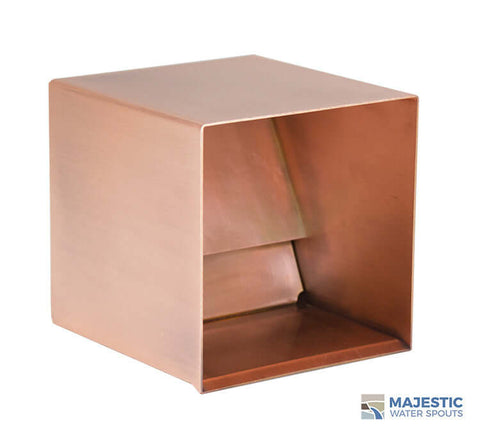 Copper 6 in Square Water Scupper for pool fountain and water feature