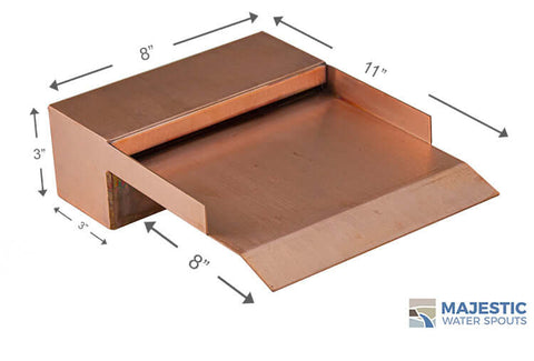 8" Copper Water Scupper for Pools & Fountains