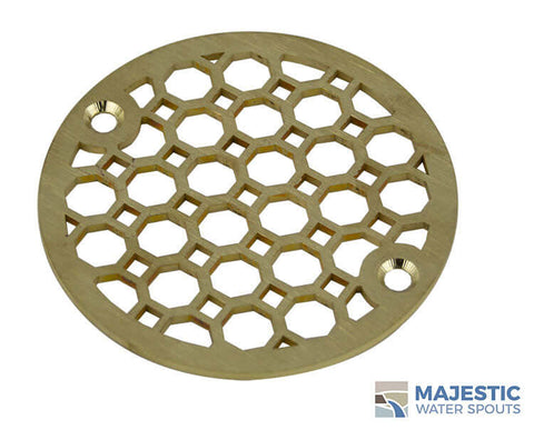 Brass Designer Decorative Jacque 4 inch round drain cover for shower by Majestic Water Spouts