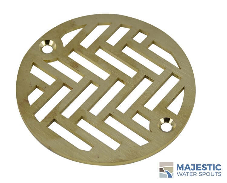 Louis <br> 4" Round Drain Cover - Brushed Brass