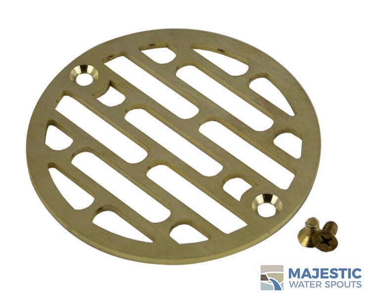 Decorative brass 4 in shower drain cover by Majestic Water Spouts