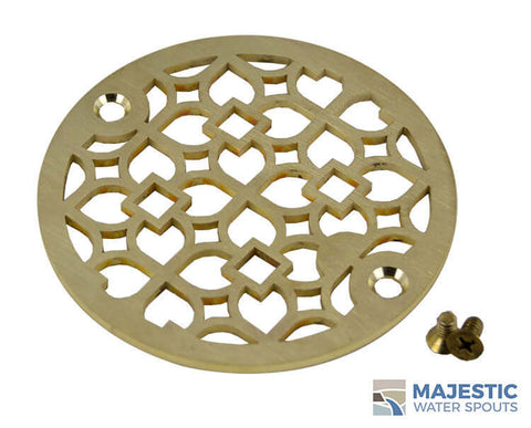 Louvre <br> 4" Shower Drain Cover - Brushed Brass