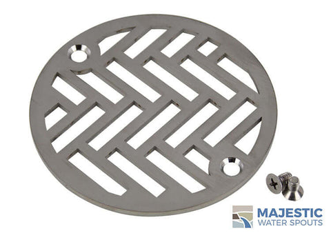 Louis <br> 4" Round Drain Cover - Brushed Stainless