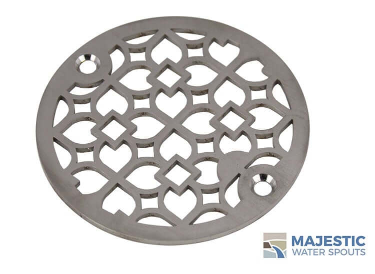 Louvre <br> 4" Round Drain Cover - Brushed Stainless