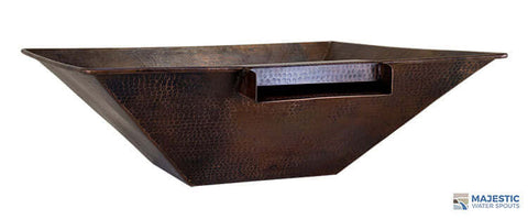 Mesa 31" Square Hammered Copper Water Planter Bowl for Pools and Fountains