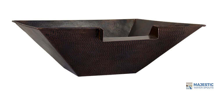 Mesa Square Hammered Copper Water Bowl For Pool Fountain
