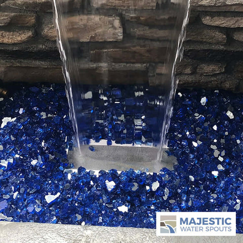 Garden Fountain with blue glass media 